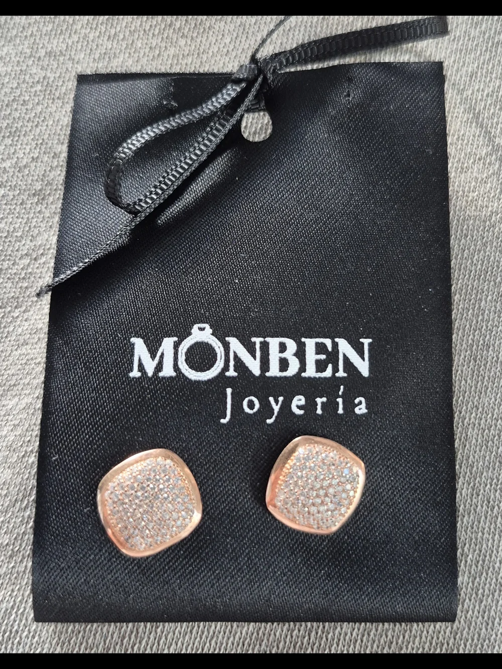 Rose Gold Pave Square Stud Earrings